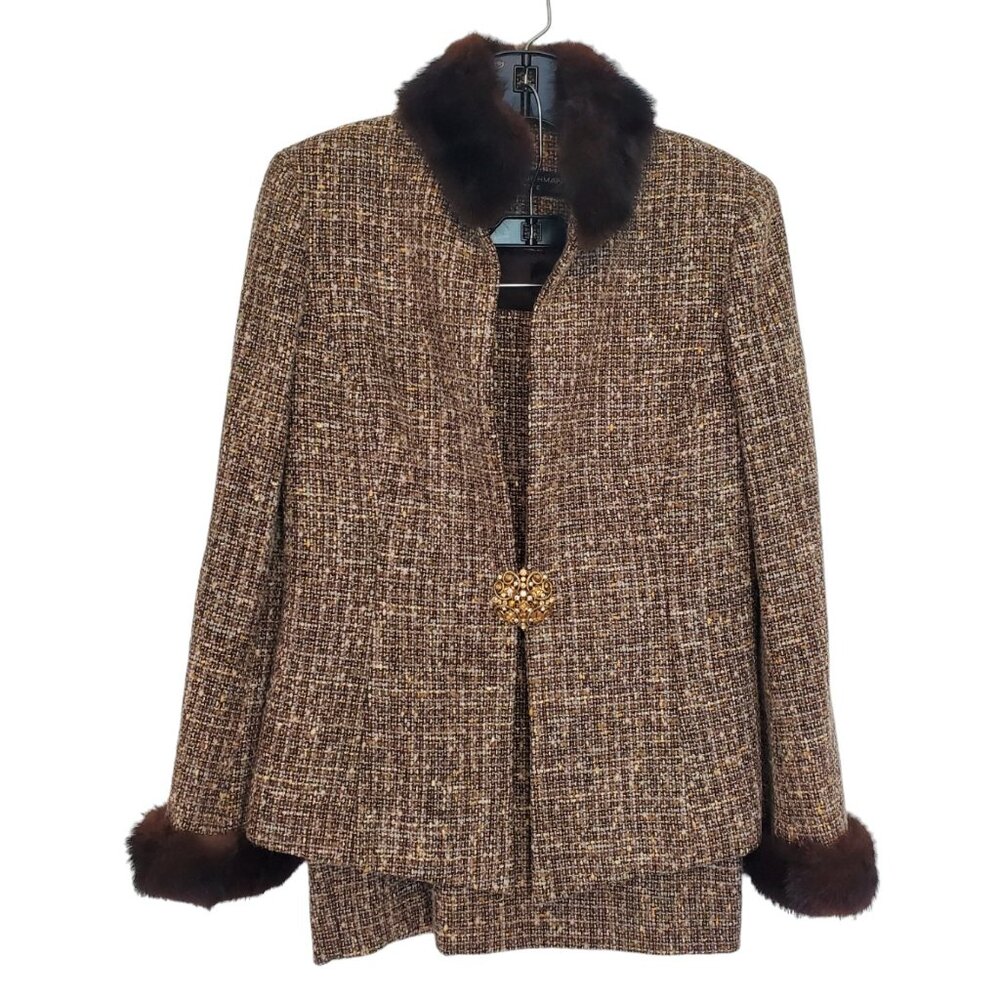 fur trimmed 2 piece outfit petite size 2